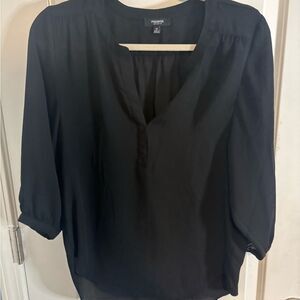 Premise Elegant Black Blouse 3/4 sleeve sheer size xs EUC